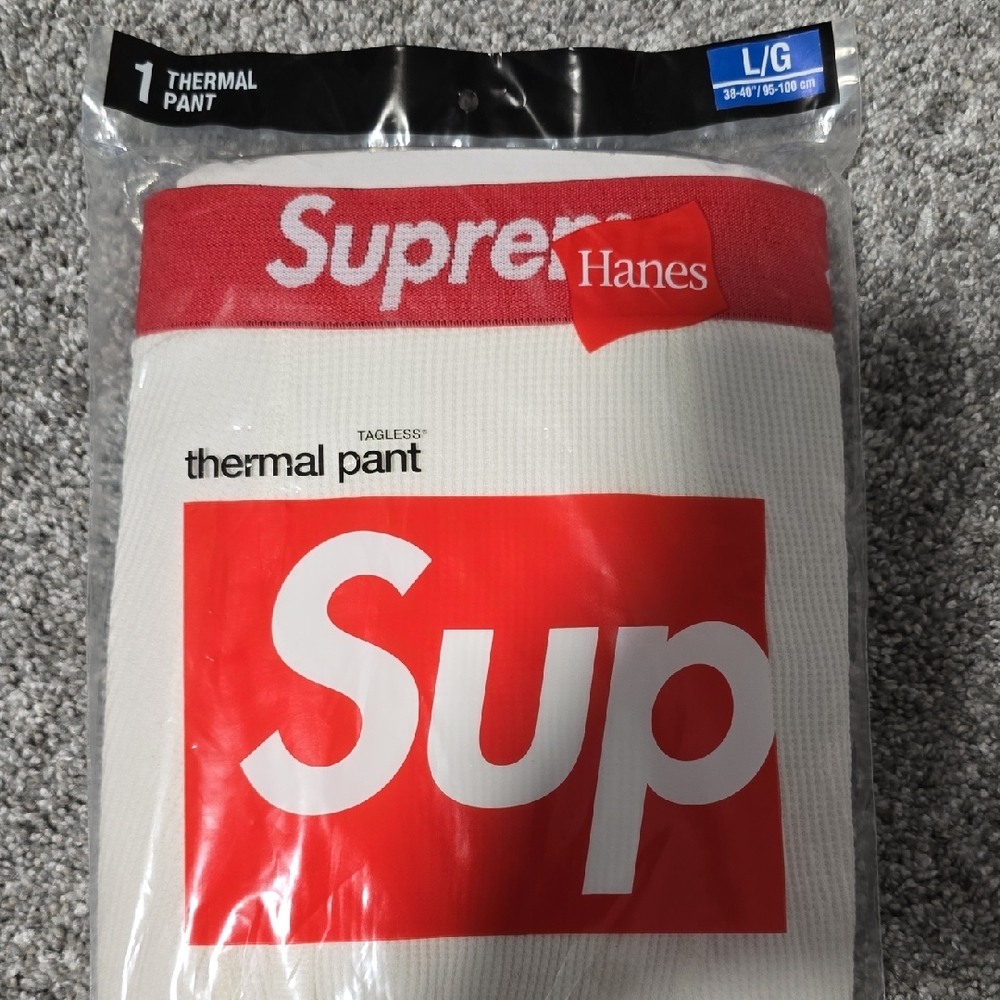 Hanes Cream and Red Thermal Pant